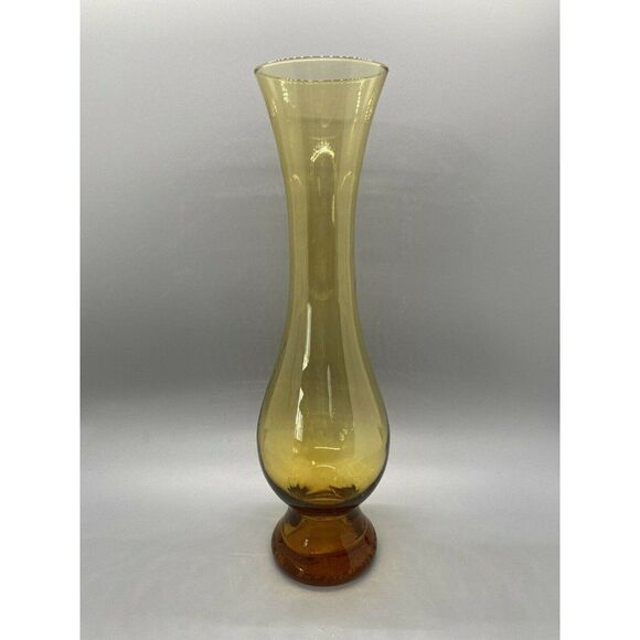‎Vintage Amber Glass Vase 10” Tall Decorative - Picture 1 of 4